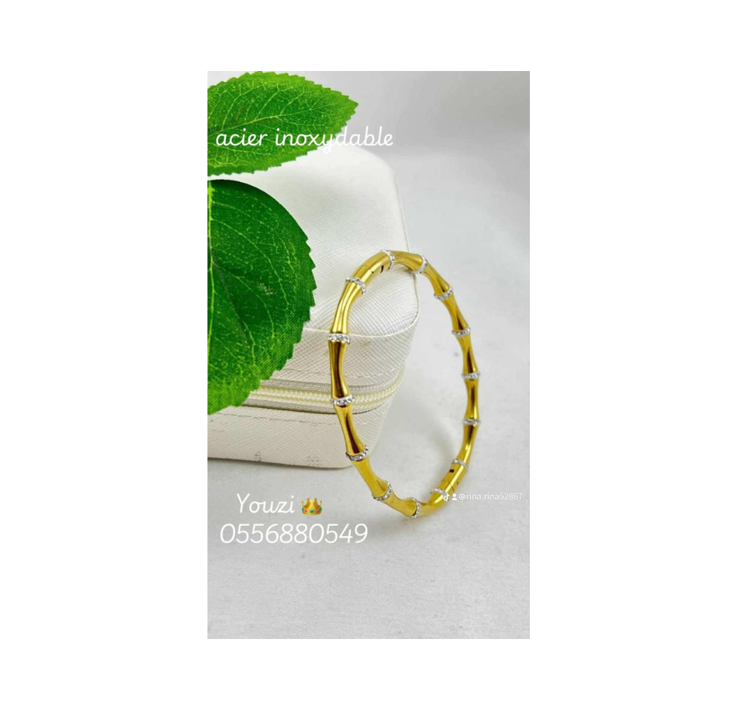 Bracelet Os et strass en acier inoxydable 