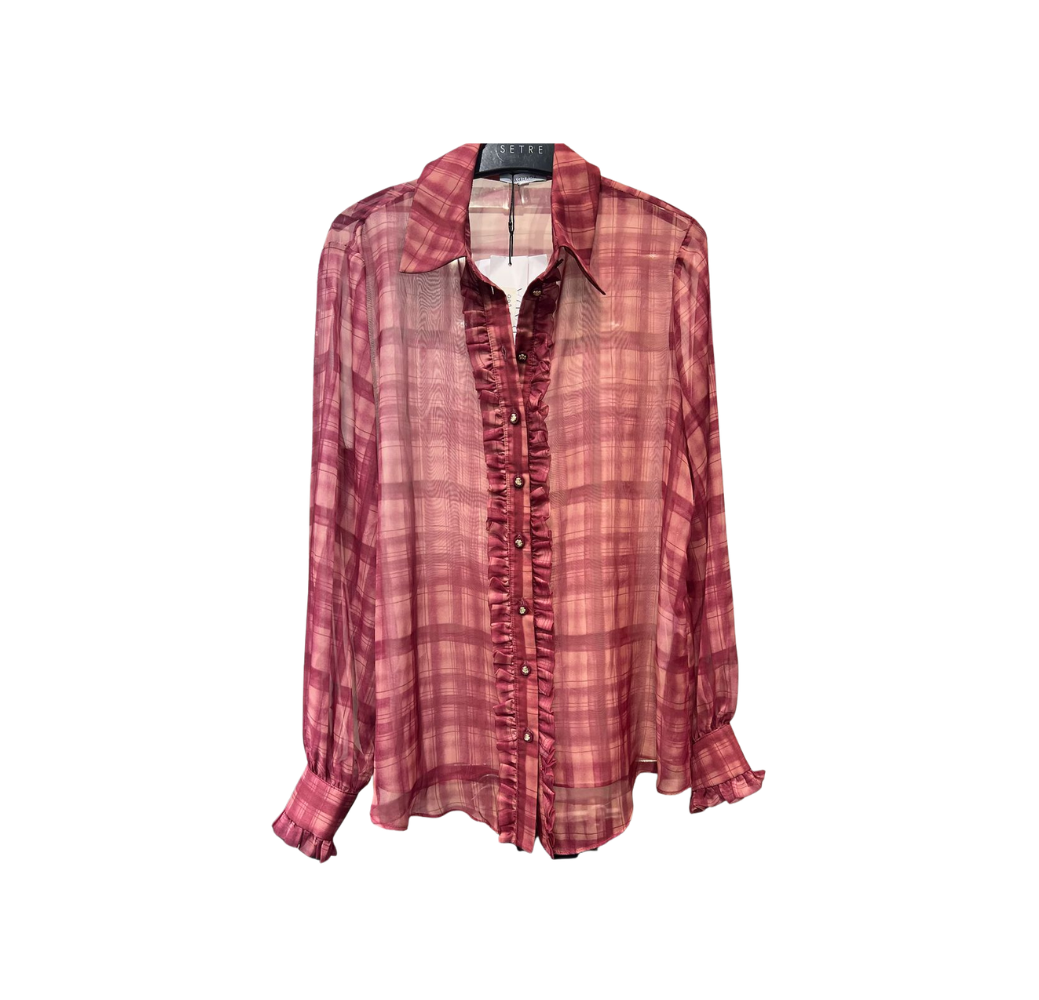Chemise rose à carreaux transparente
