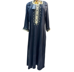 Robe d’hôtesse style arabesque bleu nuit