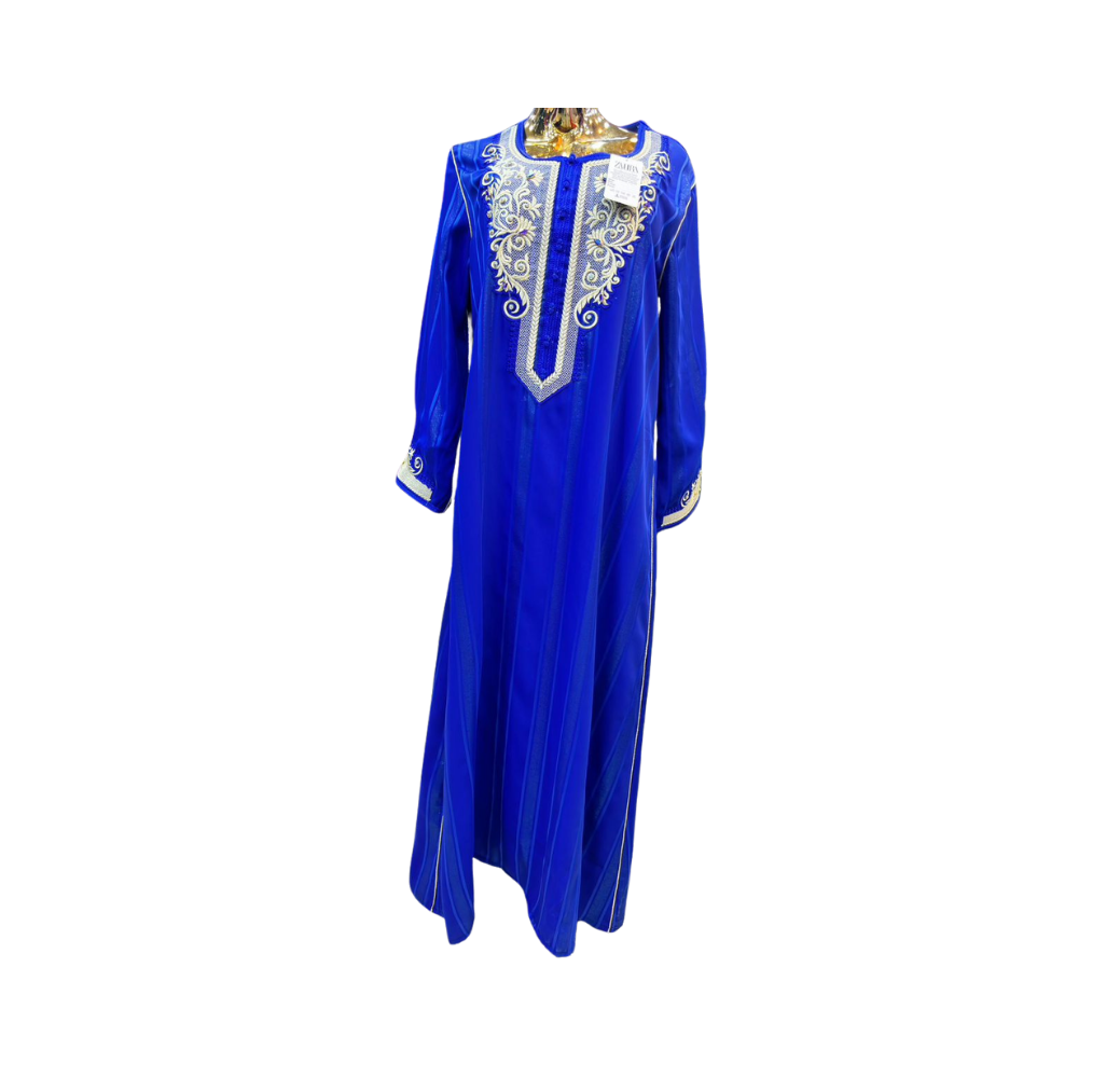 Robe d’hôtesse style Arabesque bleu roi