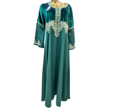Robe d’hôtesse style Arabesque verte avec broderie