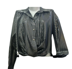 Chemisier femme noir à rayures 