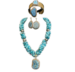 Ensemble en cristal authentique avec pierre d’agate