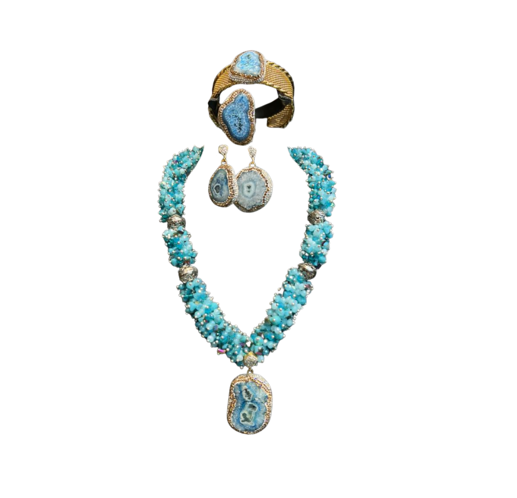 Ensemble en cristal authentique avec pierre d’agate