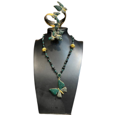 Ensemble en pierre d’agate et zircon authentique