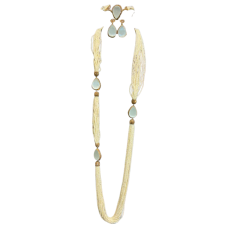 Ensemble en perles indiennes authentiques avec pierre ambre