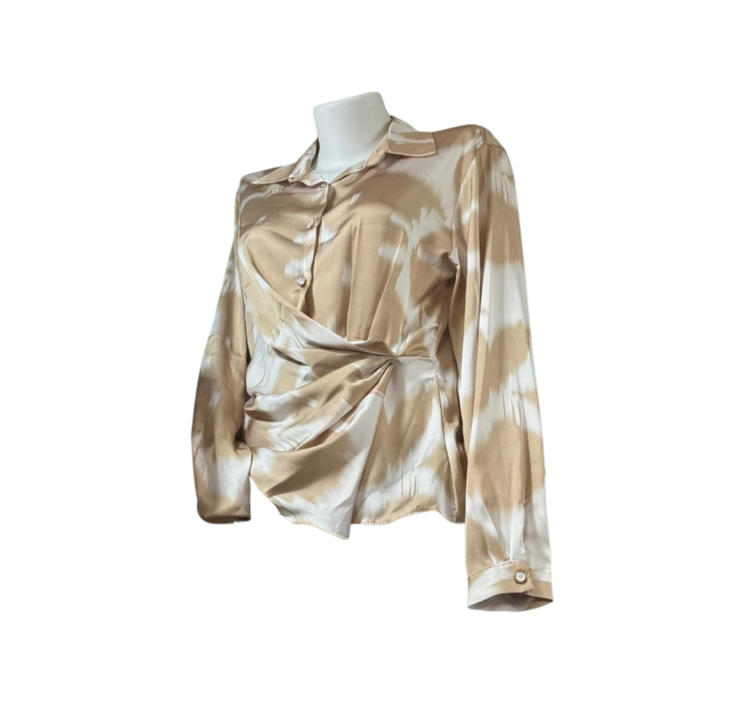 Chemisier Femme Beige et blanc Imprimé