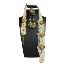 Ensemble Radko en perles indiennes authentiques avec motif plaqué or