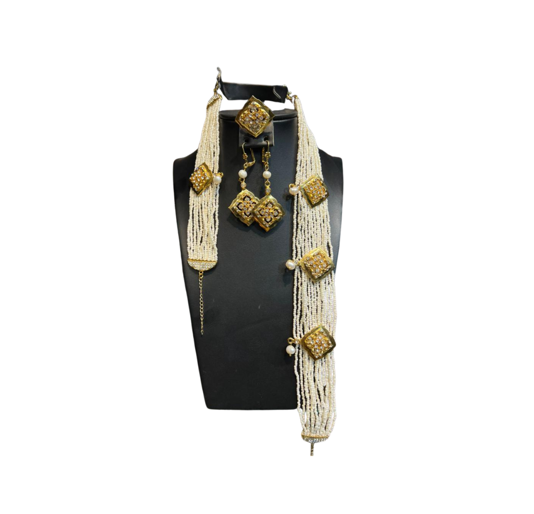 Ensemble Radko en perles indiennes authentiques avec motif plaqué or