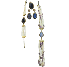 Ensemble en perles indiennes authentiques avec pierres d’agate et ambre