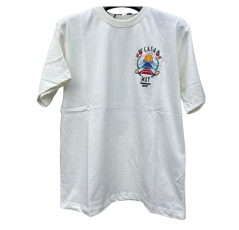 T-shirt Blanc Demi-Manches à Motif Moderne