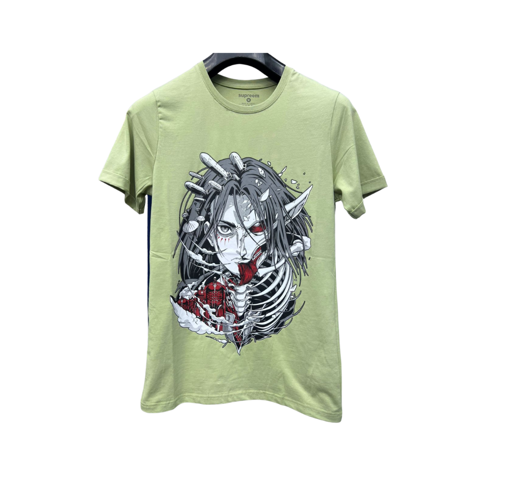 T-shirt Vert Pistache à Motif Anime
