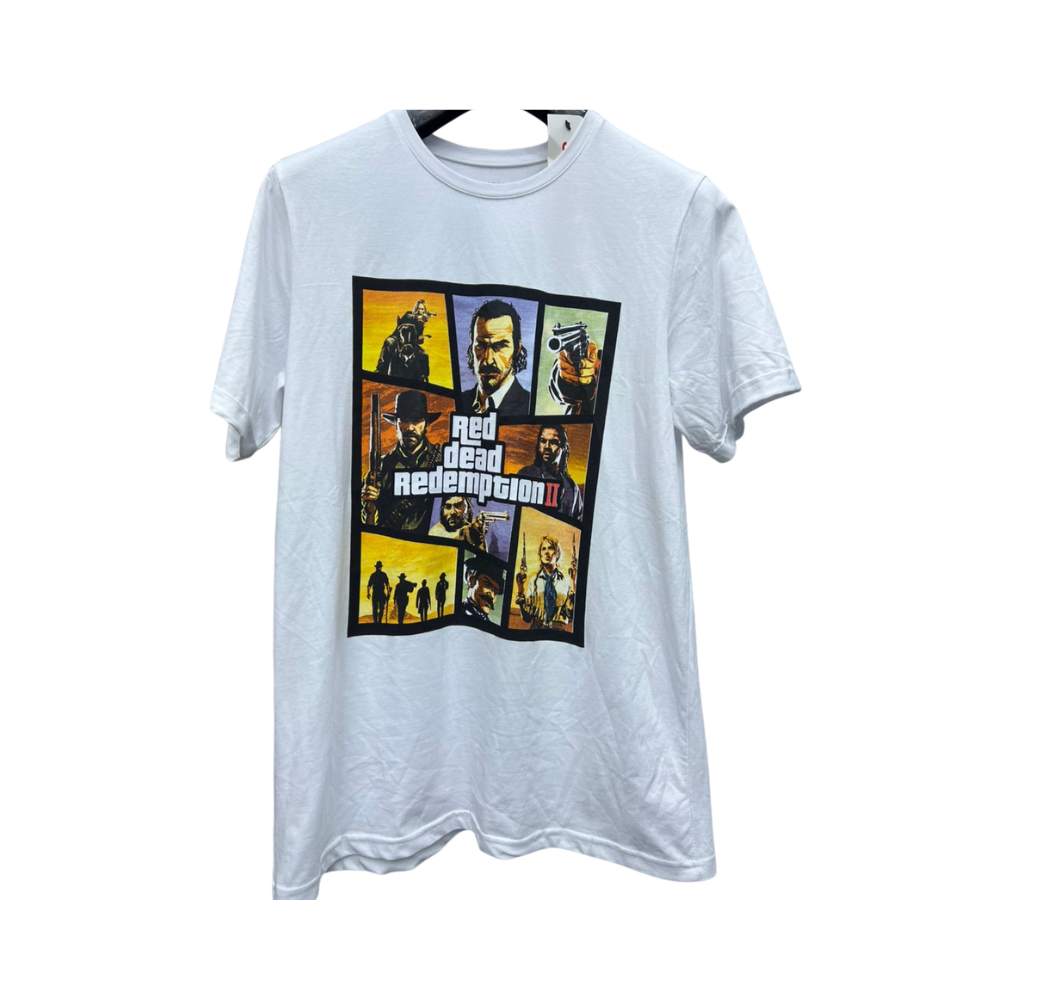 T-shirt Blanc à Motif Moderne