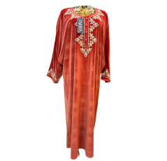 Robe d'intérieure orange style arabesque avec broderie