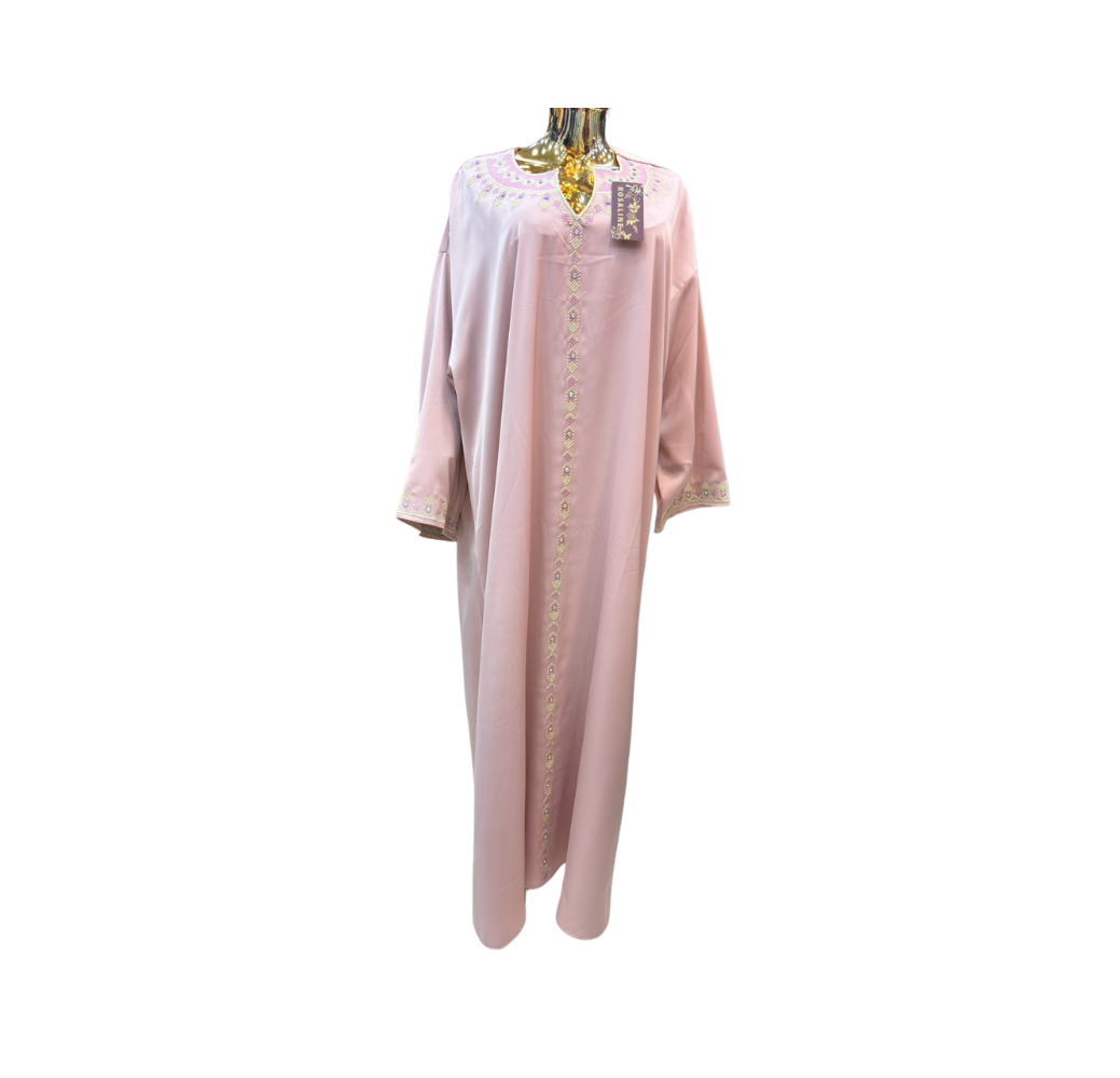 Robe d'hôtesse rose style arabesque