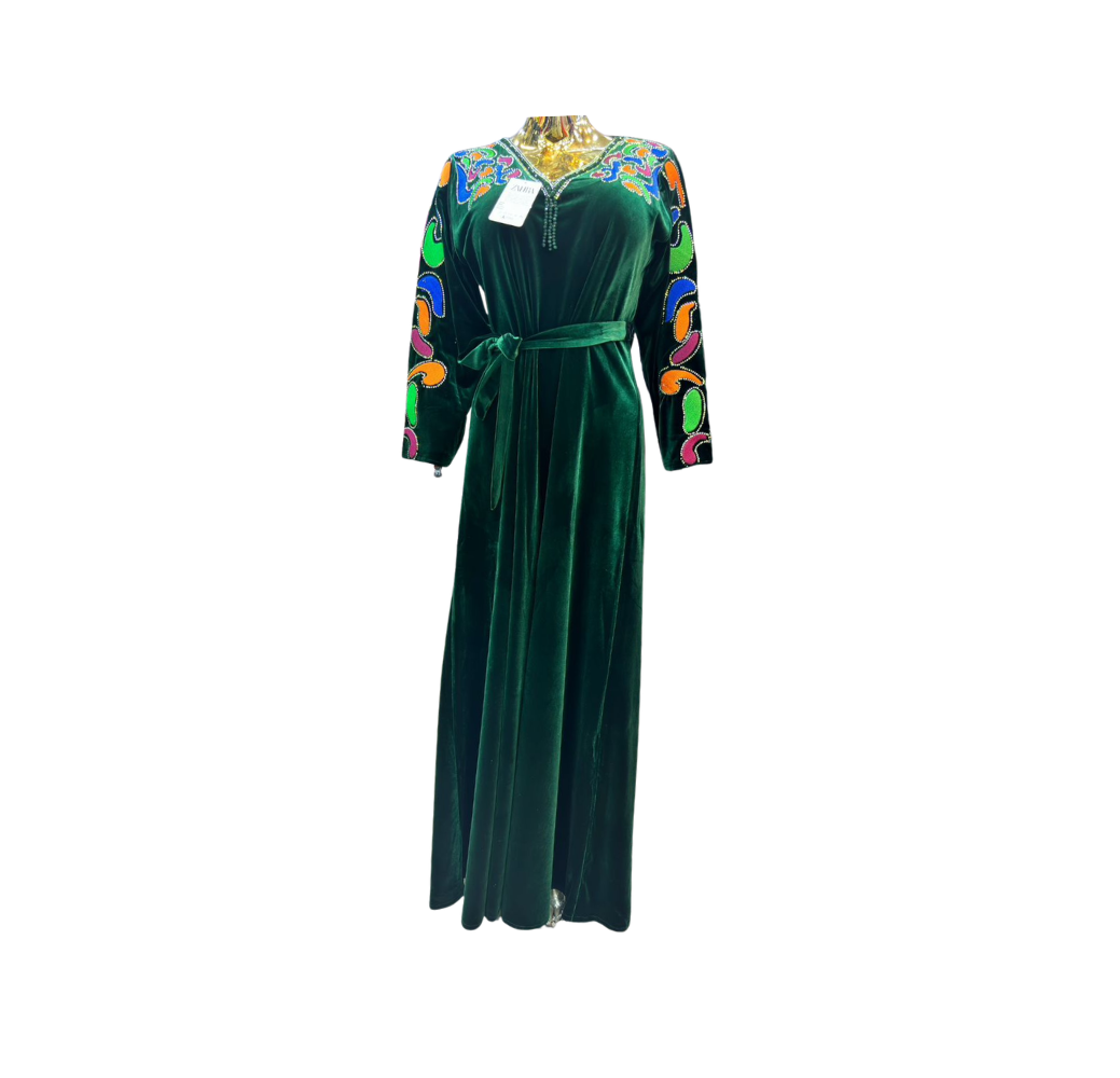 Robe d'hôtesse royale vert bouteille coloré