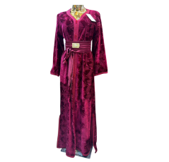 Robe d'hôtesse royale style caftan rouge bordeaux