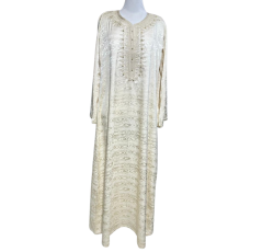 Robe style tunisien beige avec broderie