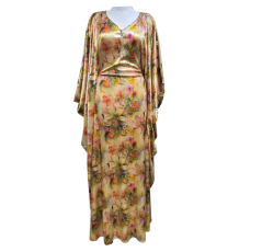 Robe d'intérieure satinée imprimé fleuri