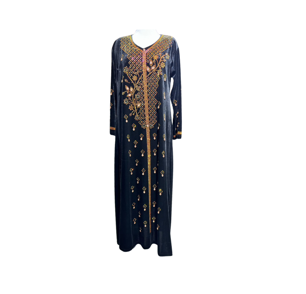 Robe d'hôtesse perlé style mokhour emiraty