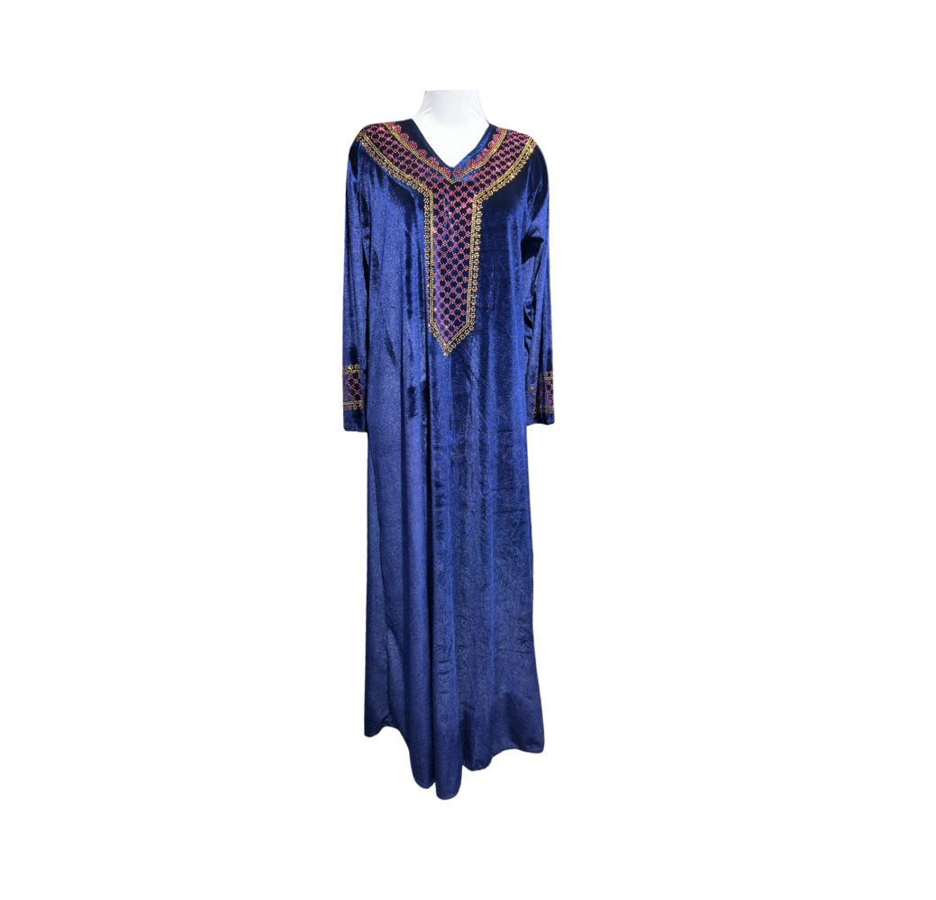 Robe d'hôtesse bleu perlé