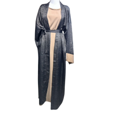 Ensemble deux pièces hijab avec abaya noir et beige