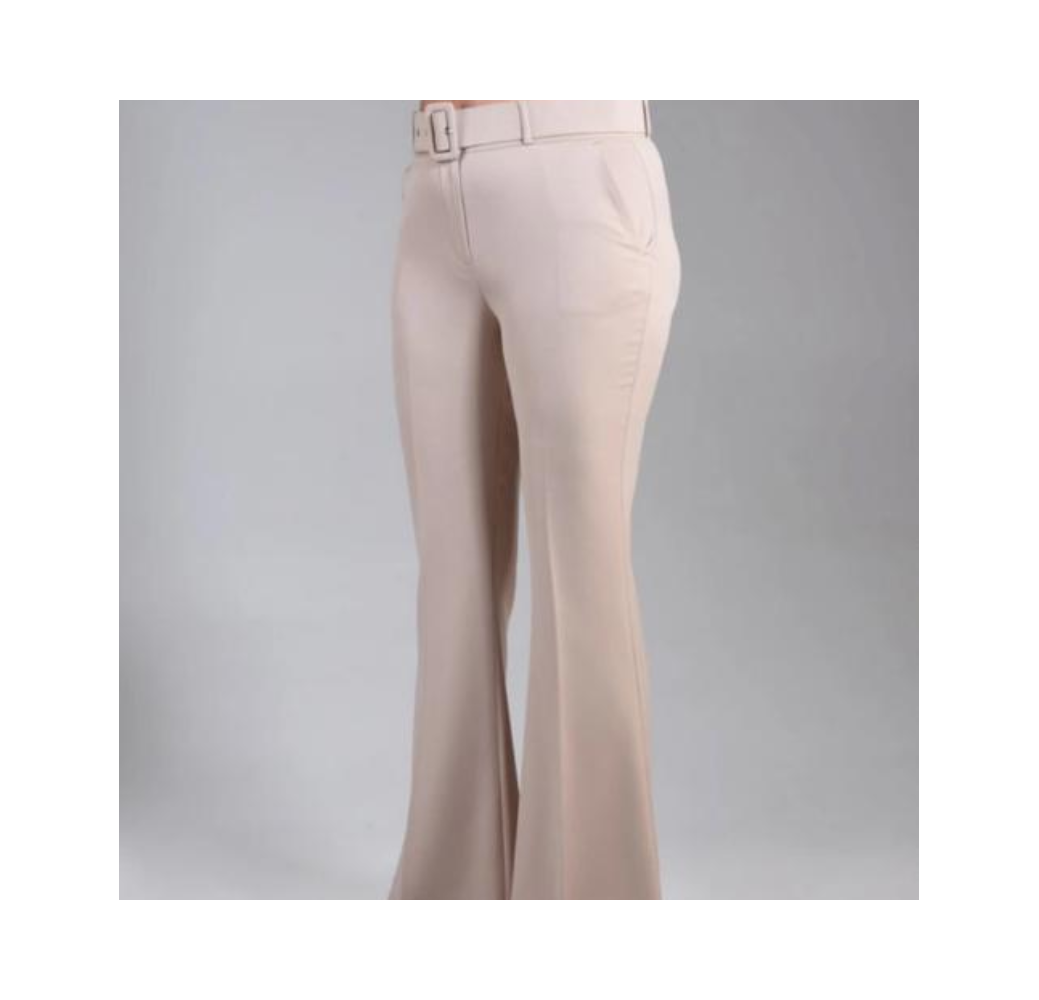Pantalon femme patte d'éléphant avec ceinture
