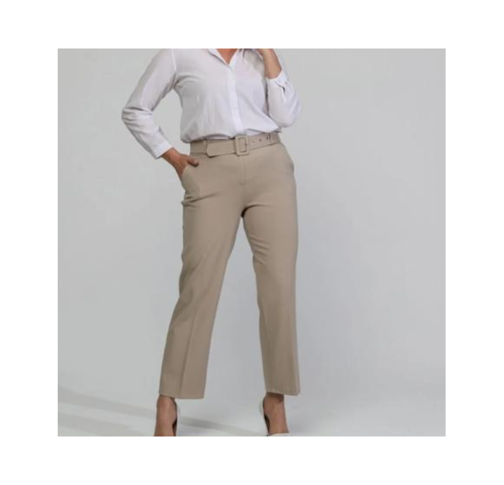Pantalon femme classique droit avec ceinture