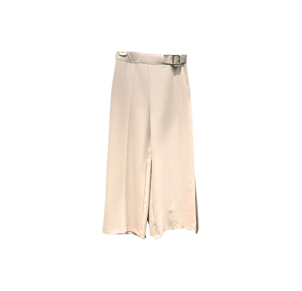 Pantalon femme large droit avec ceinture