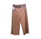 Pantalon femme large droit avec ceinture marron