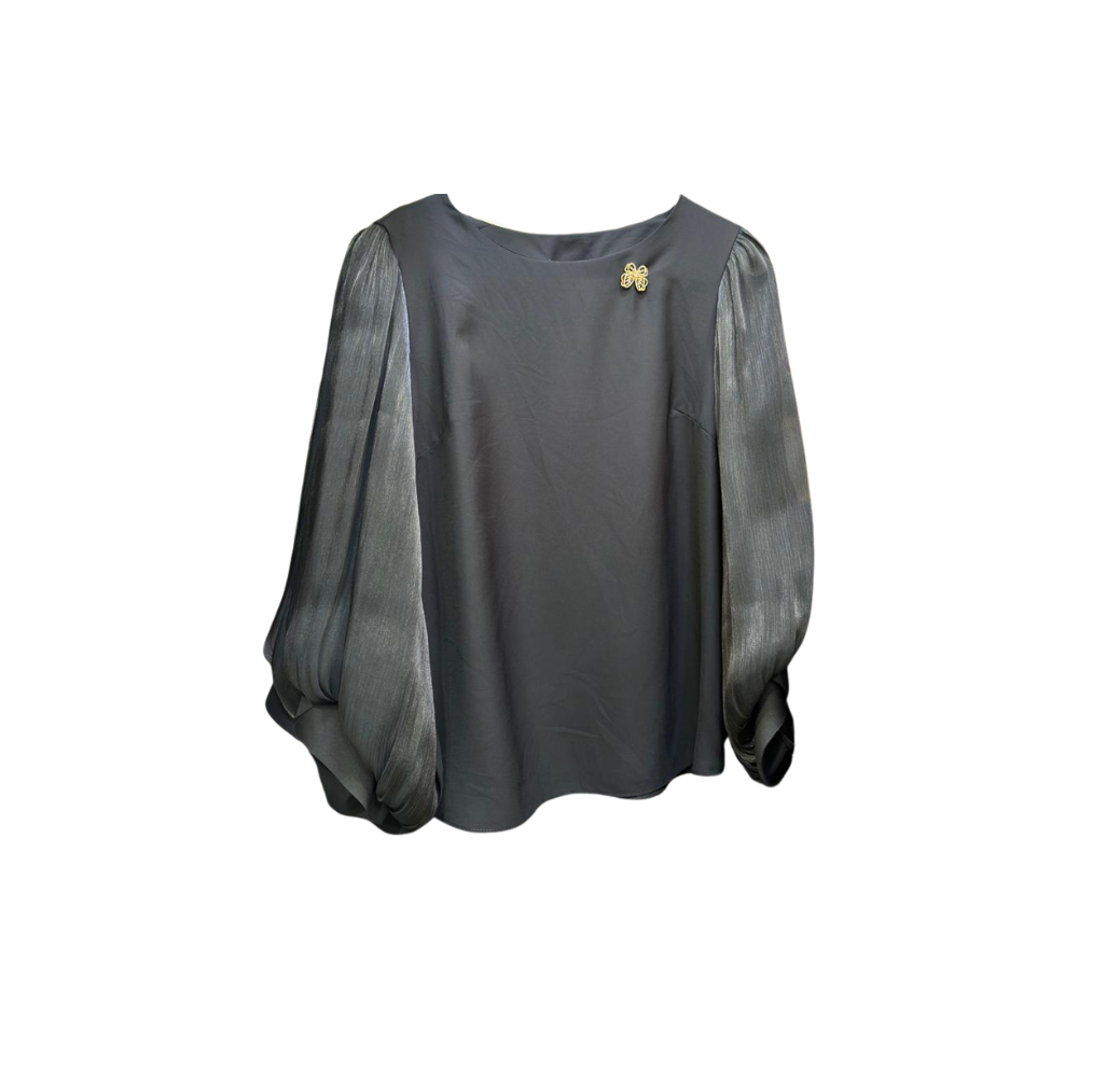 Chemisier femme classique avec broche & manches longues