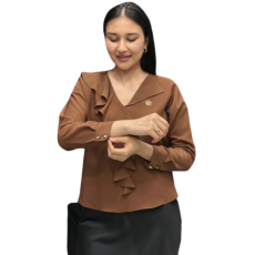 Chemisier femme classique col V & volant