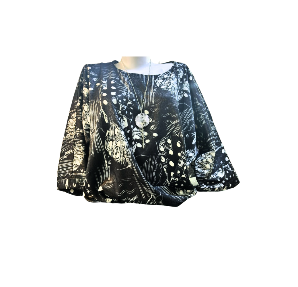 Chemisier femme large imprimé avec collier