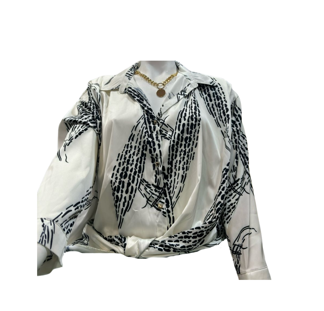 Chemisier femme imprimé avec collier