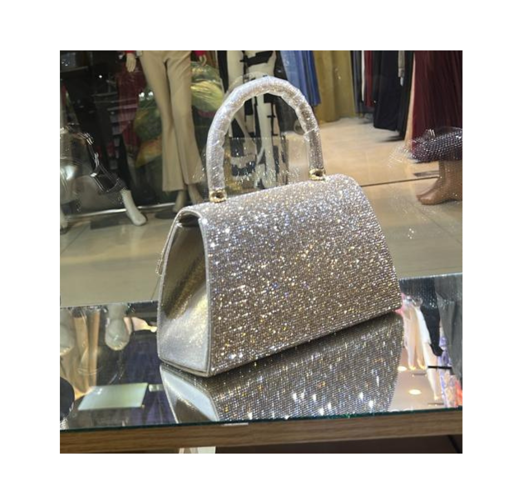 Sac avec strass dorés pour fête