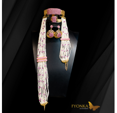 Parure en Joher indien hor - plaqué or - pierre d'agate / pierre de zircon