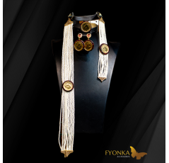 Parure en Joher indien hor - plaqué or - motif ouiza - pierre de zircon