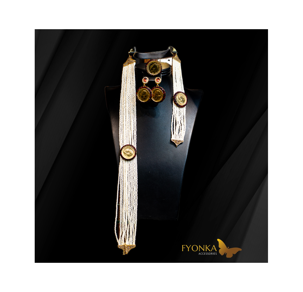 Parure en Joher indien hor - plaqué or - motif ouiza - pierre de zircon