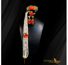 Parure en Joher indien hor - plaqué or - motif pierre de chrysocolle