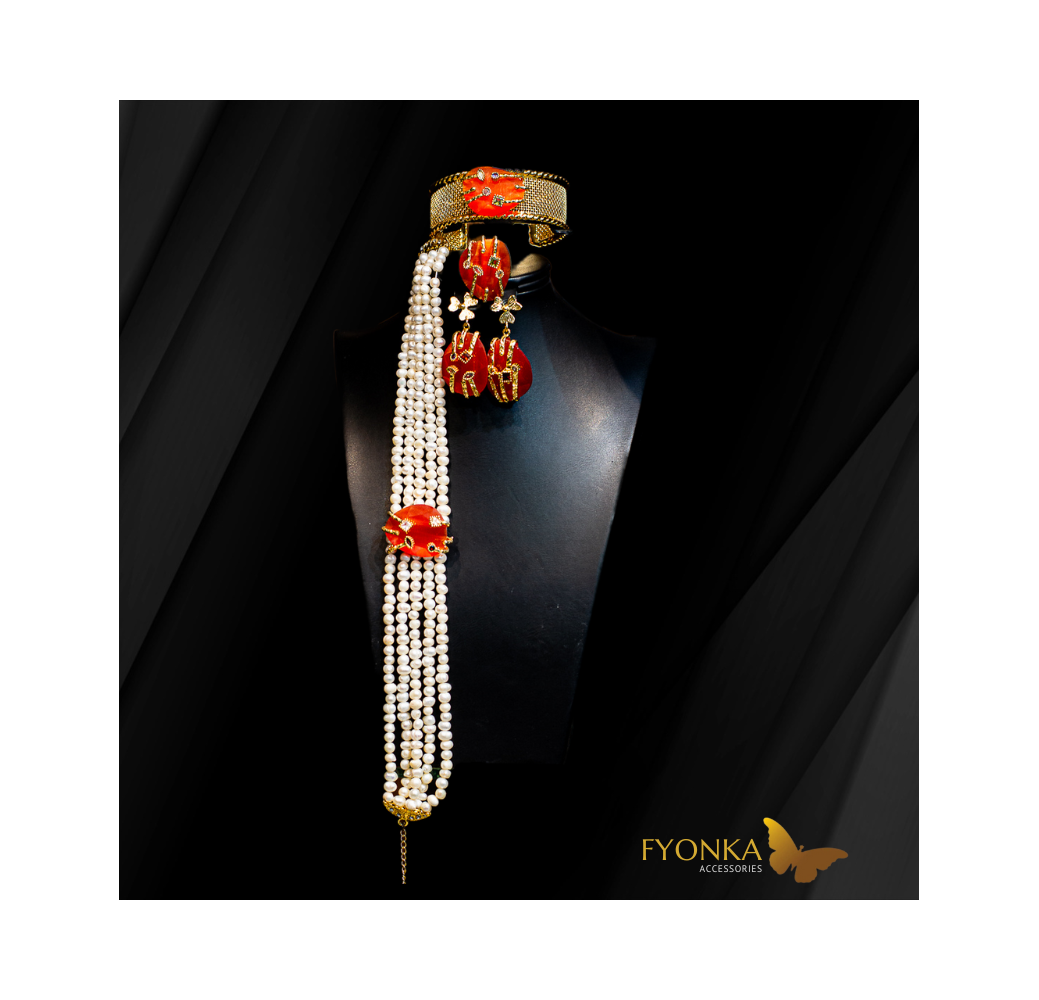 Parure en Joher indien hor - plaqué or - motif pierre de chrysocolle