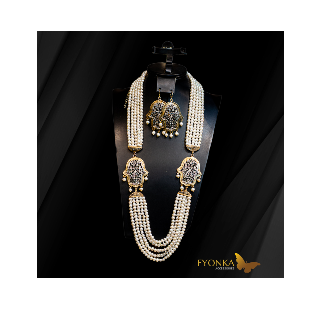 Parure en Joher indien hor -  motif et boucles plaqué or / argent
