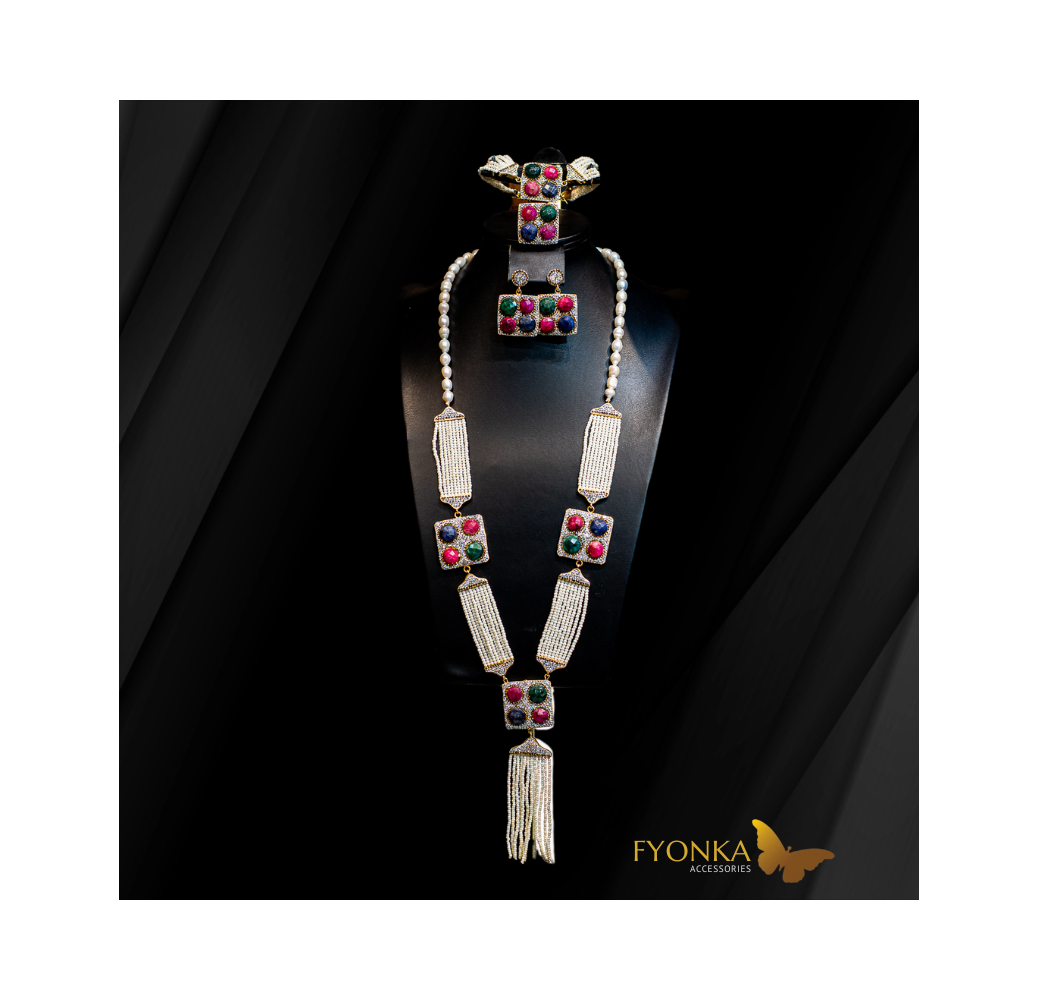 Parure en Joher indien hor - Emeraude - Rubis - Saphir