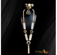 Parure en Joher indien hor - plaqué or - motif ouiza - pierre de zircon	