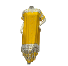 Robe Jebba bicolore à motifs jaune et beige 