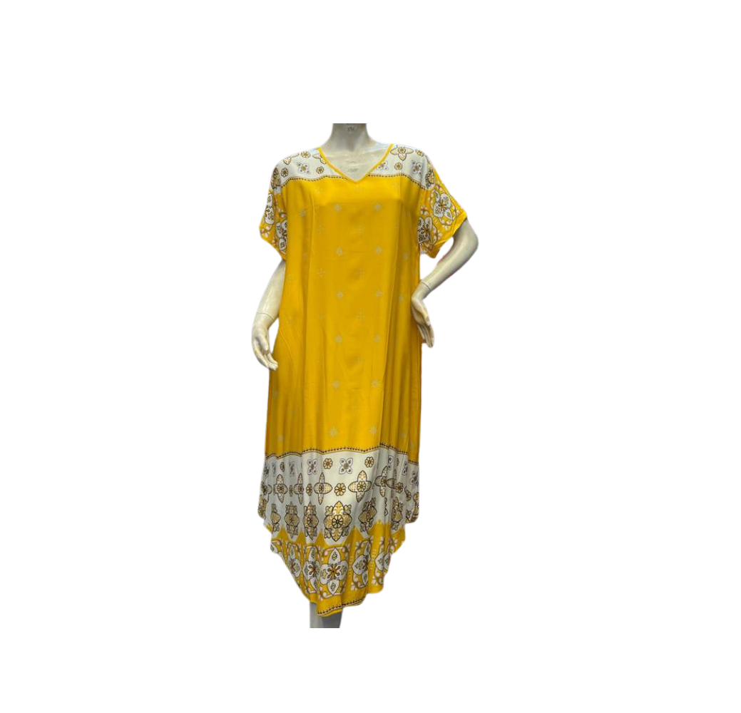 Robe Jebba bicolore à motifs jaune et beige 