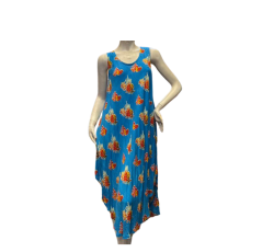 Robe Jebba bleu sans manches à motifs rouge