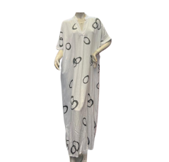 Robe blanche à motifs vert kaki 