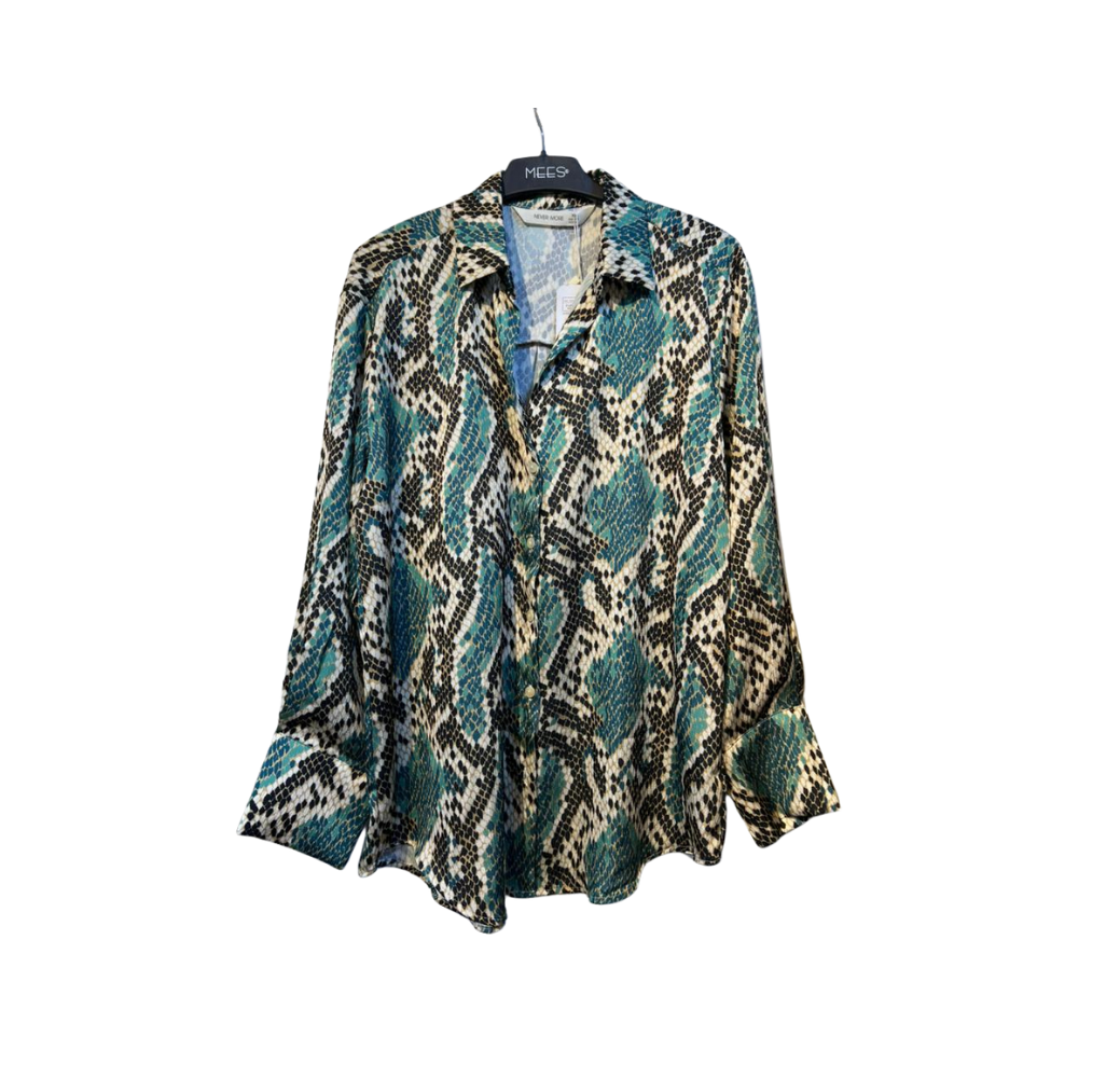 Chemise classique Fluide à motifs vert 