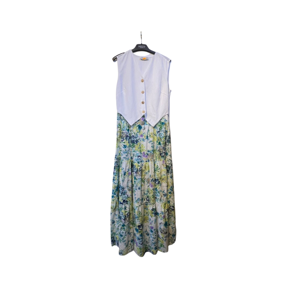 Robe d’été à fleurs -bleu et vert 