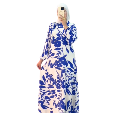 Robe d'été à fleurs longue bleu